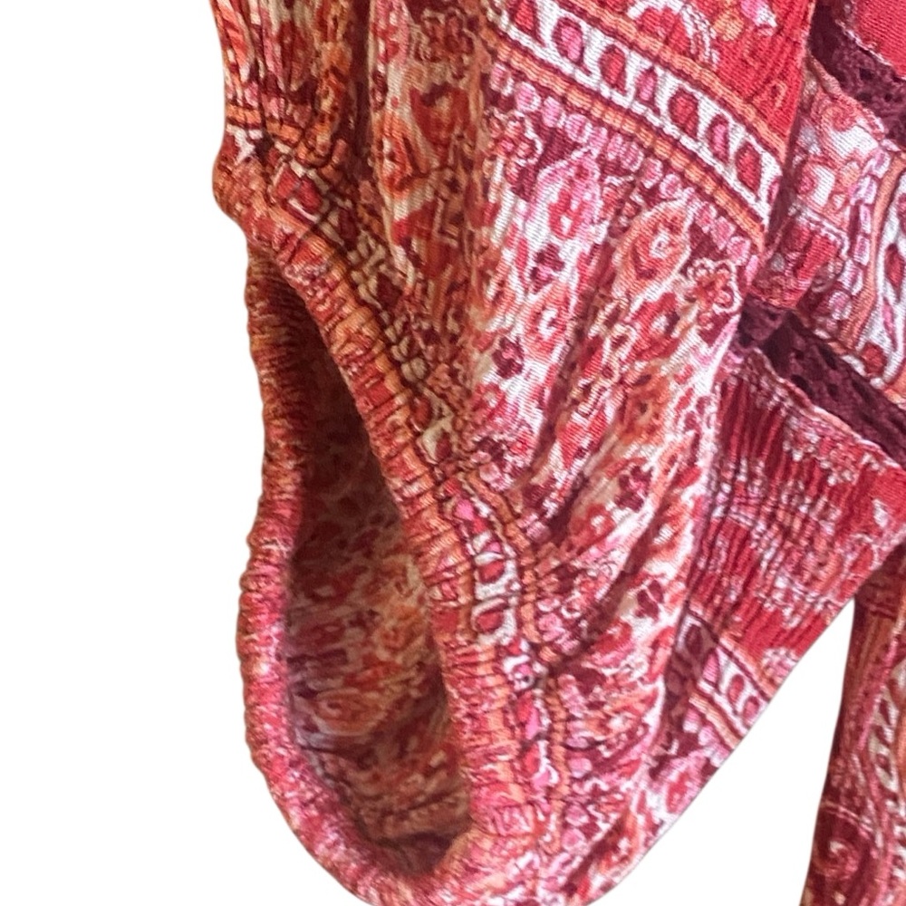 Free People Luna Scarf Print Tunic Dress Size Small - Red Combo - Picture 10 of 12